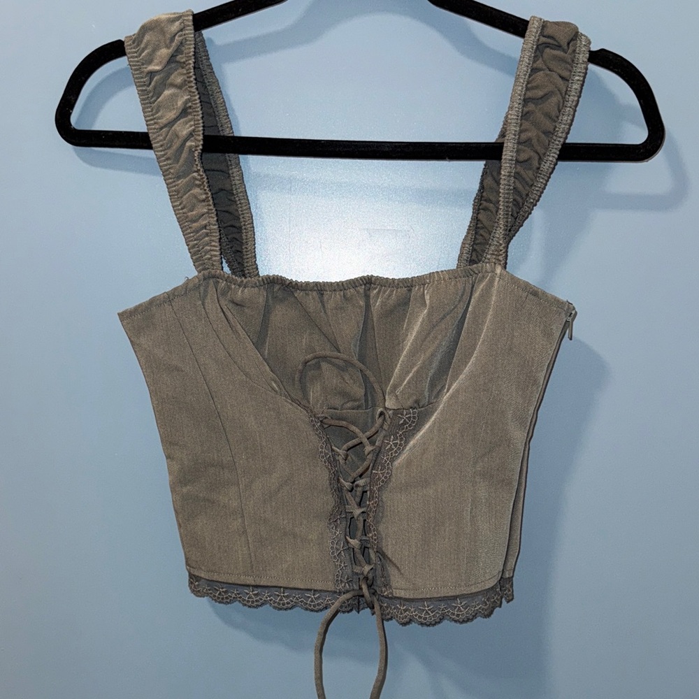 La Hearts Charcoal Corset Top